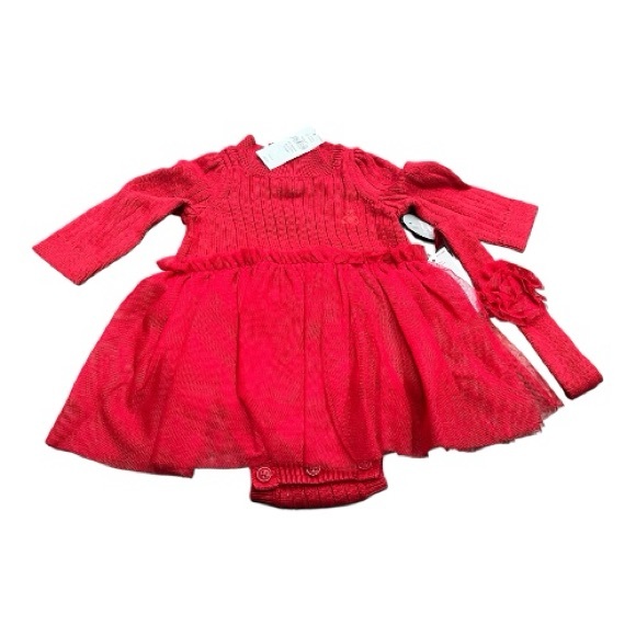 Baby Girl Tulle GAP Sweater Bodysuit Dress, Red, Size 0-3 Months, NEW - Picture 1 of 8